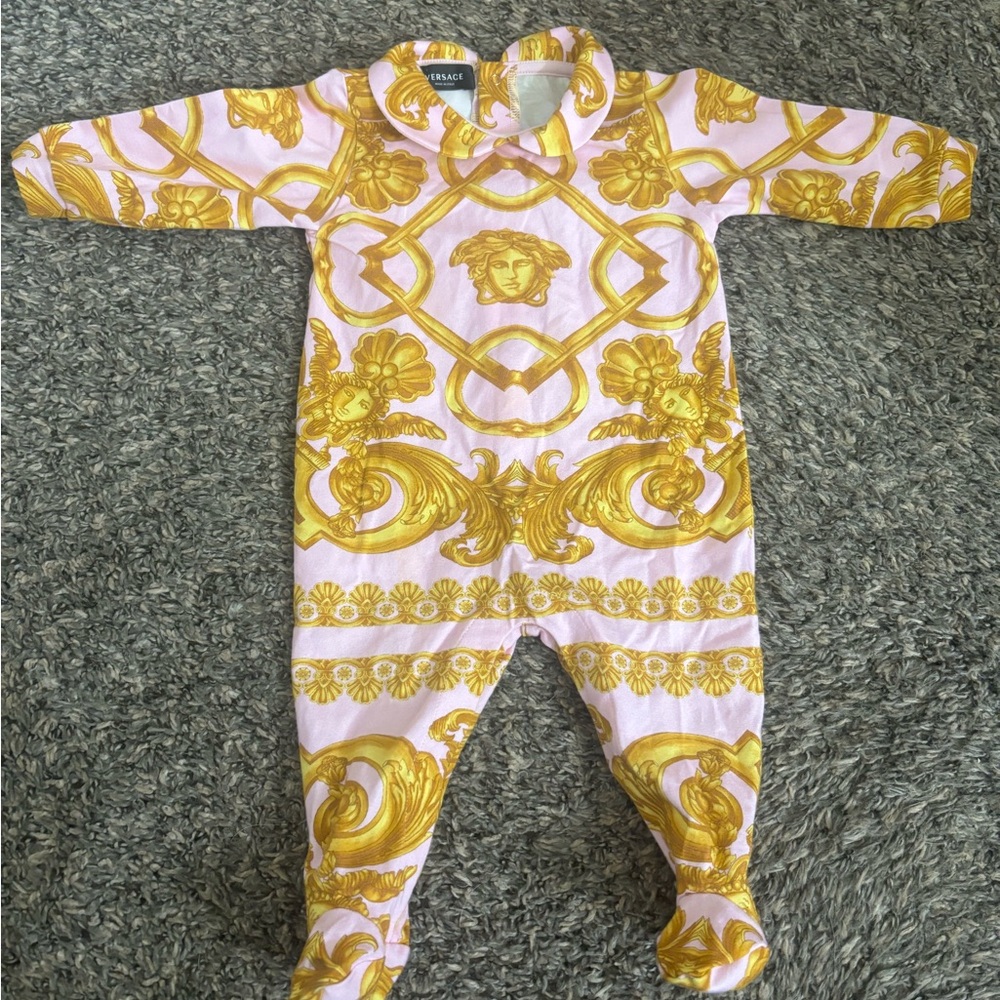 Versace Kids Gold and Pink Baroque One Piece